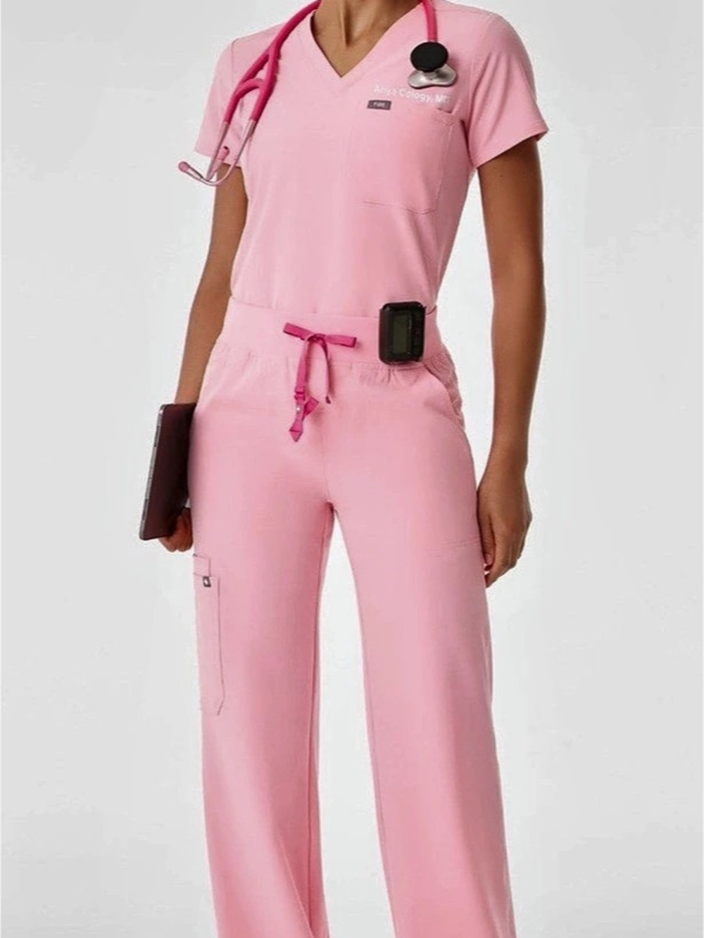 FIGS XS Petite Set - Fight Club Pink Catarina Top & Isabel Pant